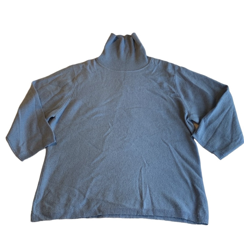 Charter Club Women’s 2-Ply 100% Cashmere Blue Turtleneck Sweater Size Large